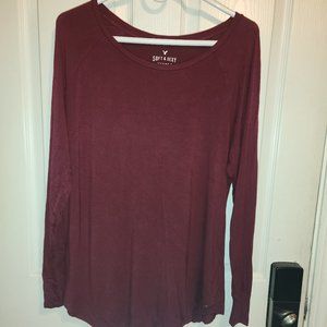 American Eagle long sleeved maroon soft and sexy shirt